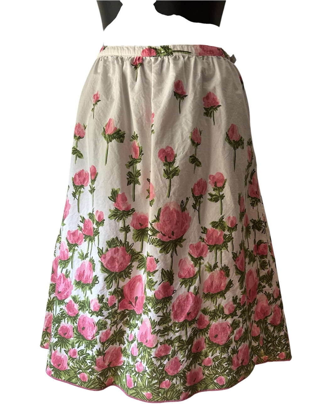 Vintage Speechless Pink and White Floral Cotton A-Line Skirt Size 7